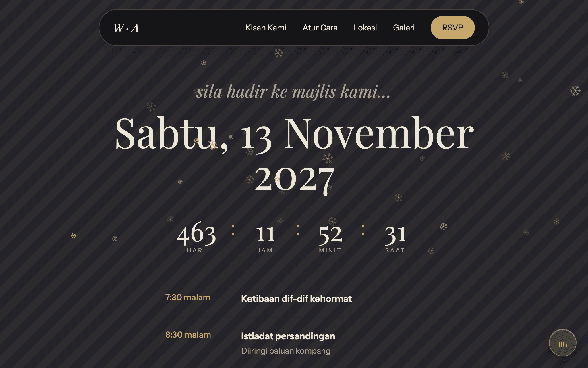 Gaya e-Kad Malam Beludu pada skrin desktop