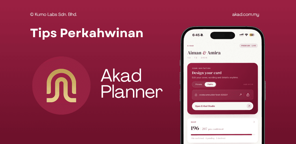 Aplikasi Akad Planner EKAD untuk perancangan perkahwinan dan pemilihan vendor